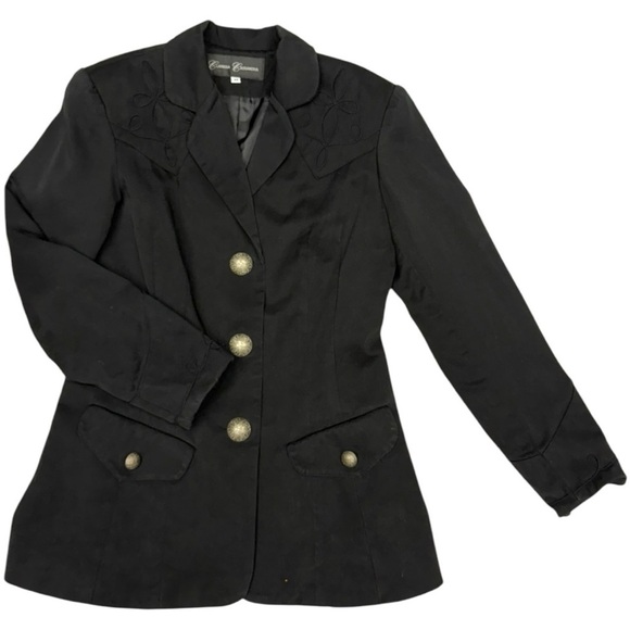 Vintage Black Tailored Blazer Jacket Y2K Embroidered  Size Medium, Fall Blazer - Picture 13 of 14